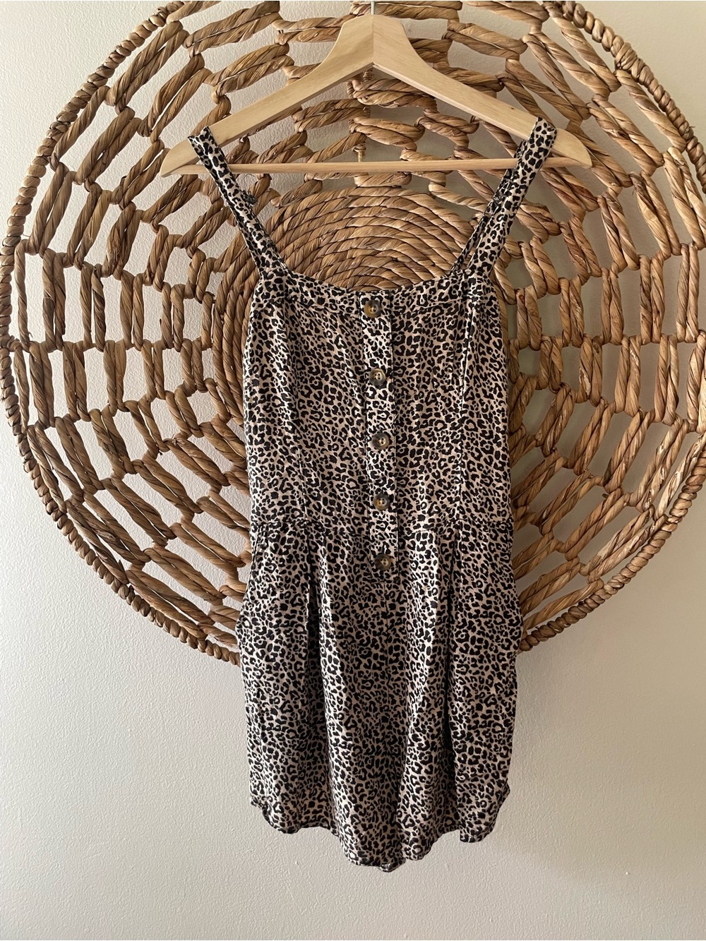 Hollister Leopard Print Button-Front Romper in Brown and Black